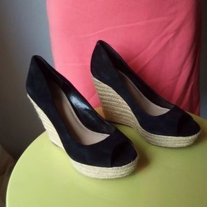 Vince Camuto black suede wedge shoes